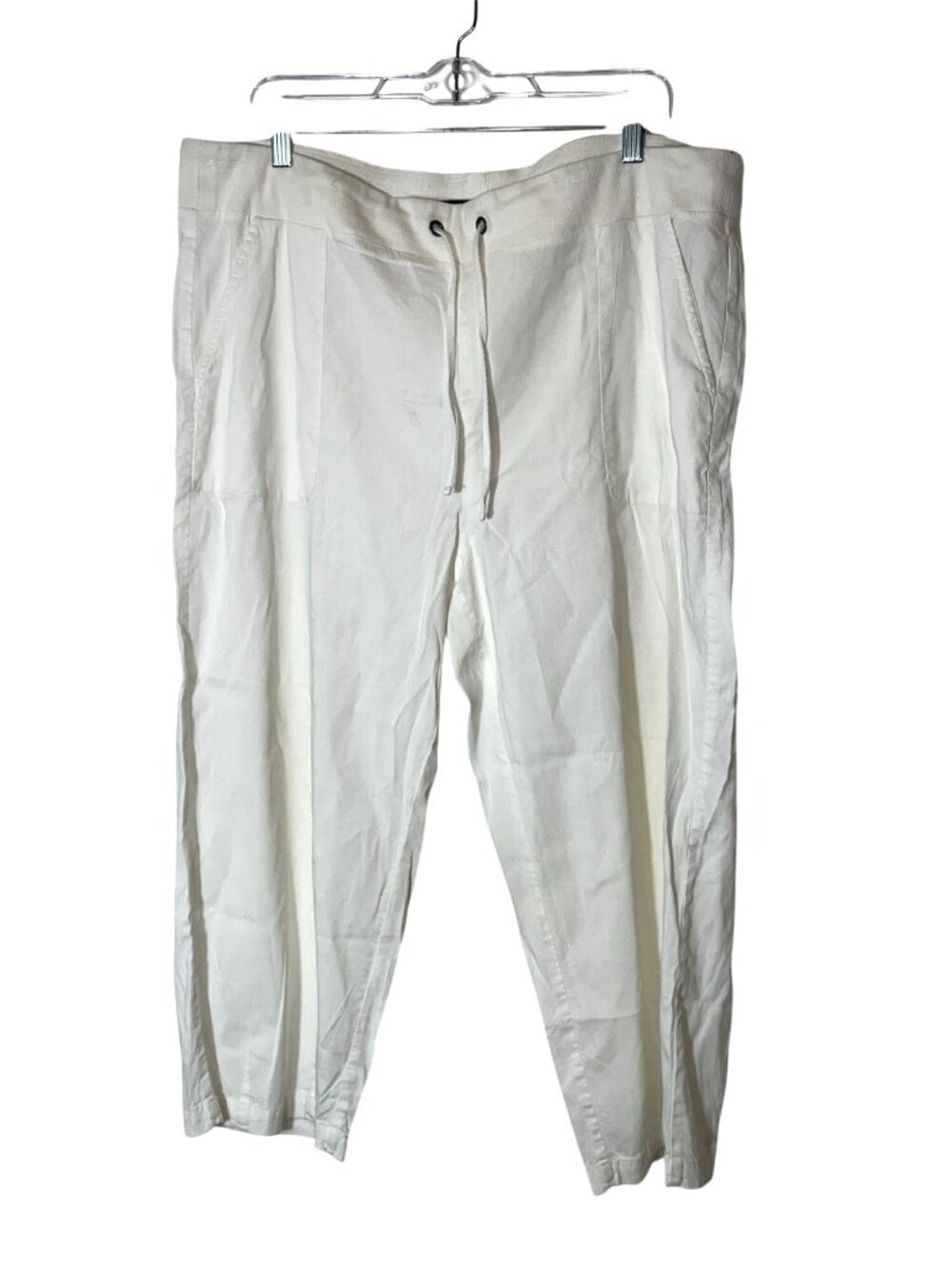 Eileen Fisher Womens White Linen-Blend Capri Pants Size L Large